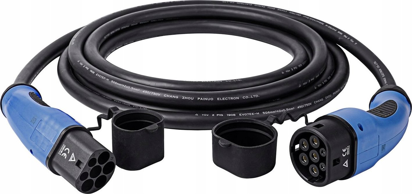 Kabel do ładowania samochodów Akyga Kabel do ładowania samochodów elektrycznych AK-EC-16 Type2 / Type2 3-fazy 32A 22kW 6m