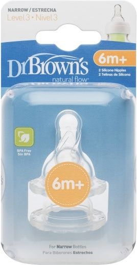 Dr Browns Smoczek z sylikonową szyjką 6m+ 2 sztuki (QU0050)