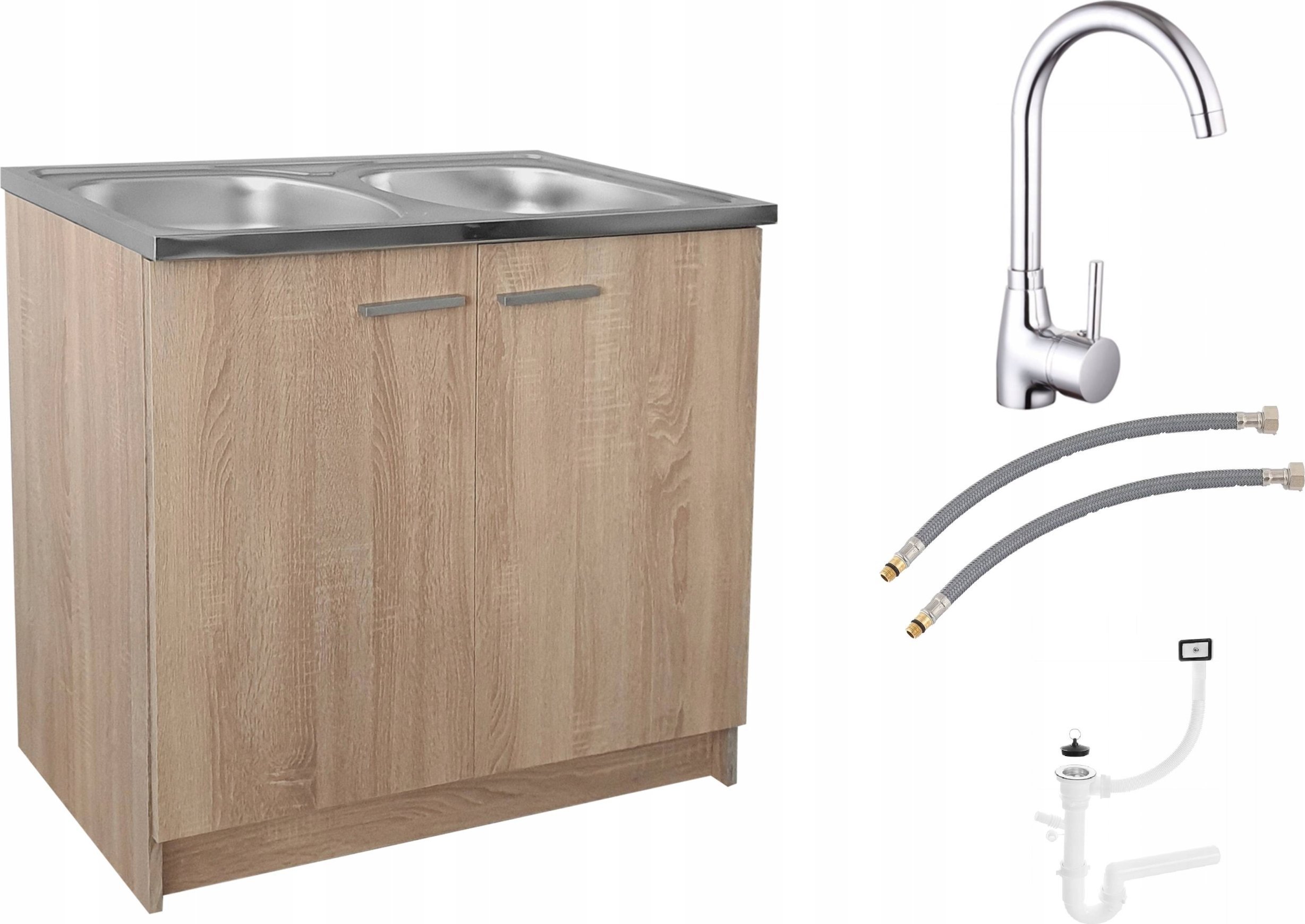 Szafka kuchenna sonoma zlew 2 komory bateria syfon