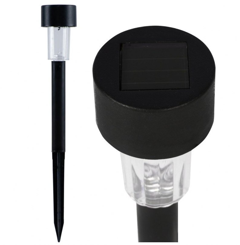 Lampa Solarna Lampka Ogrodowa Wbijana Led Czarna