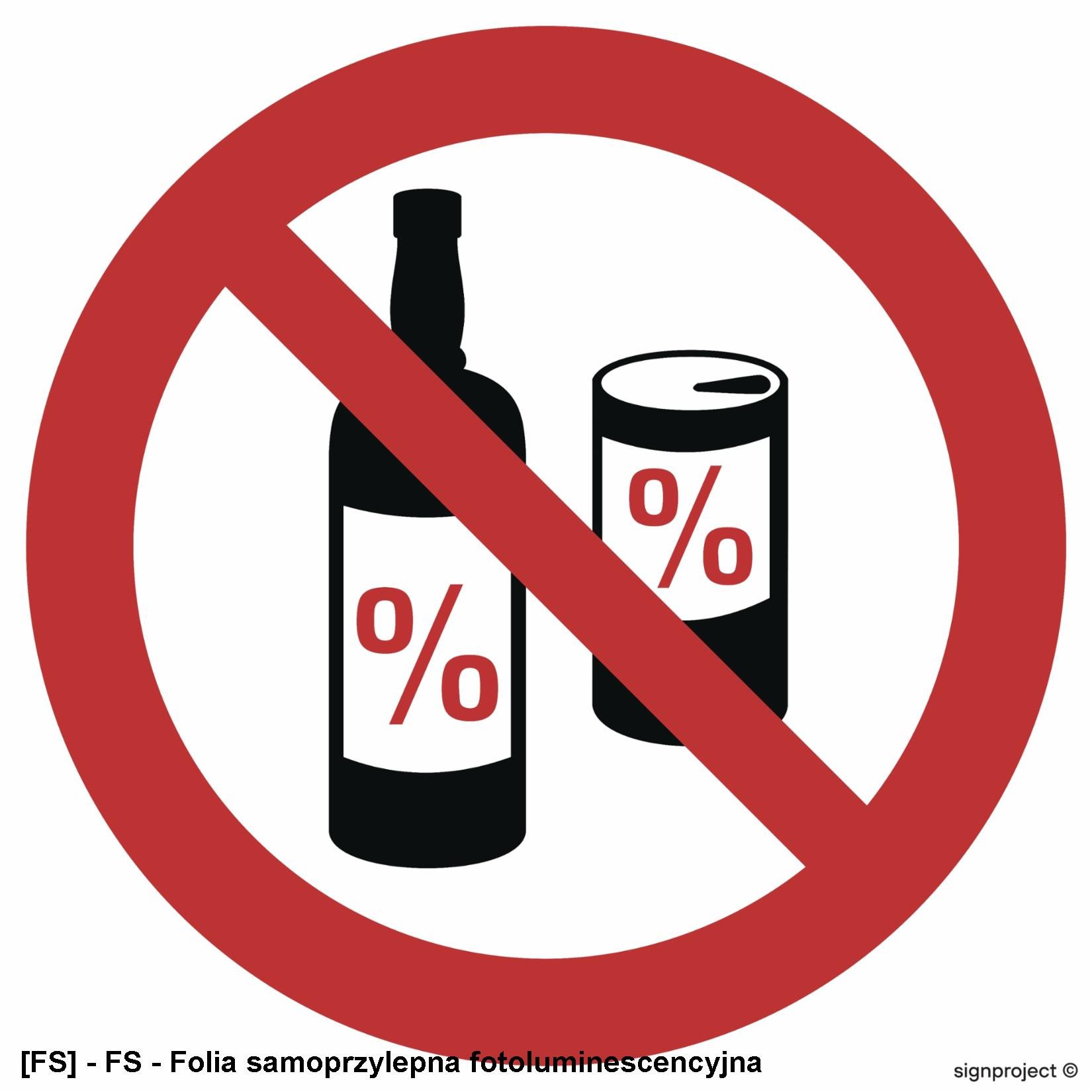 GB038 - Zakaz spożywania alkoholu folia podłogowa płyta 1 mm nieświecąca fotoluminescencyjna 350x350