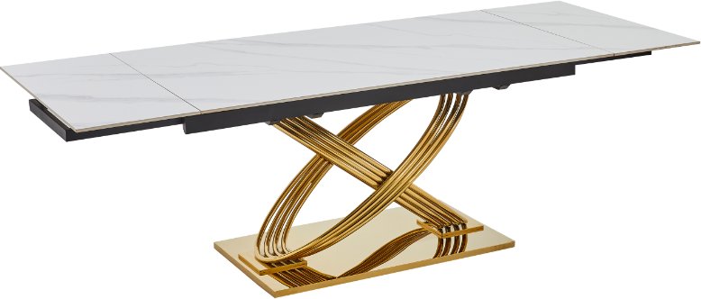 Signal Stół rozkładany HERMES II biały marmurowy efekt/złoty ceramiczny