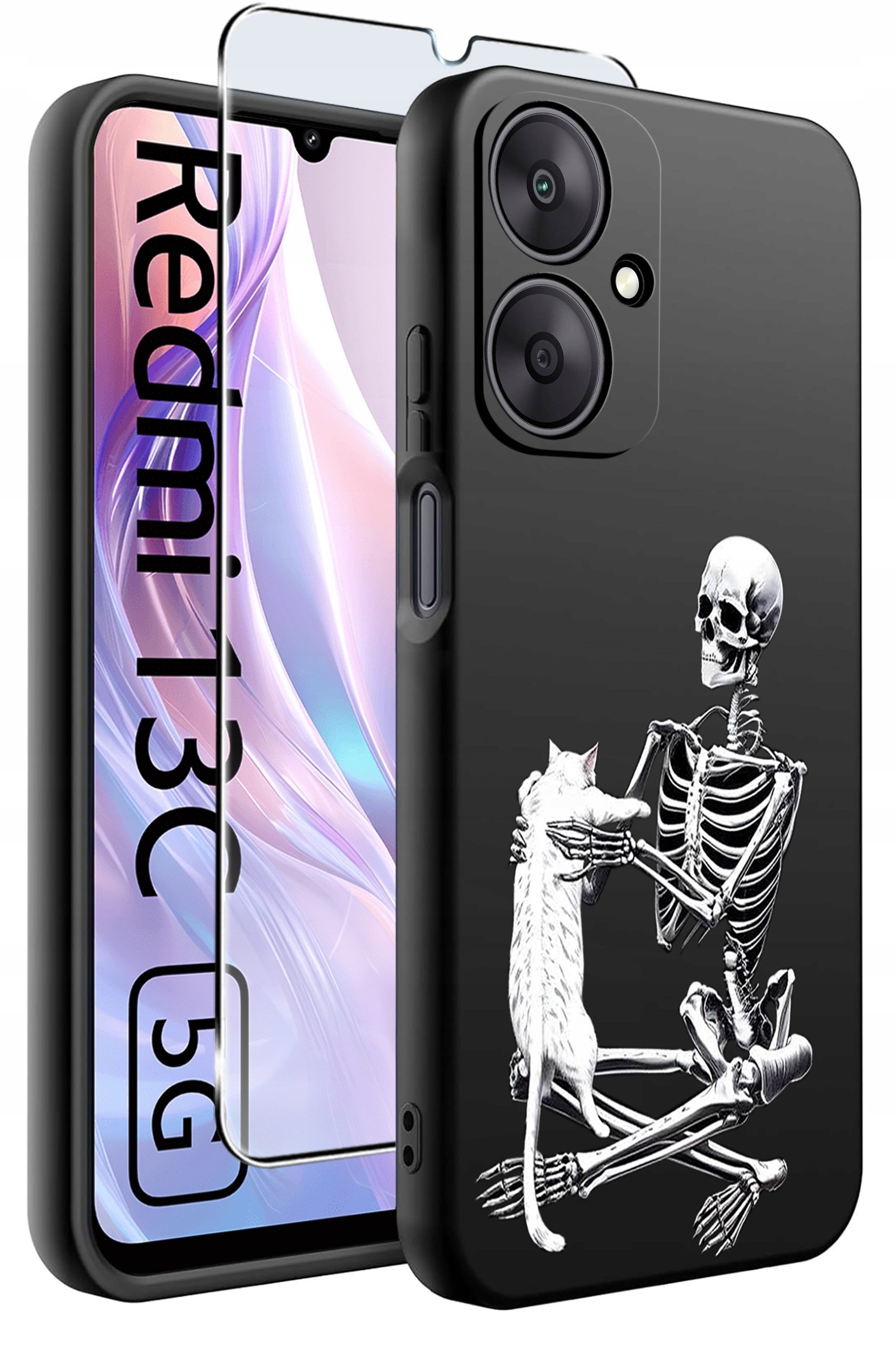 ETUI do Xiaomi Redmi 13C 5G WZORY |SILIKONOWE MATT CASE +SZKŁO HARTOWANE 9H