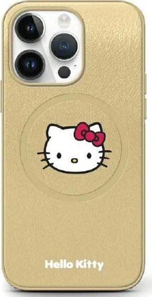 Sourcing Hello Kitty HKHMP15SPGHCKD iPhone 15 / 14 / 13 6.1" gold/gold hardcase Leather Kitty Head MagSafe