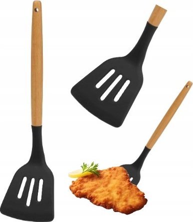 Galicja Łopatka silikonowa czarna z otworami do patelni