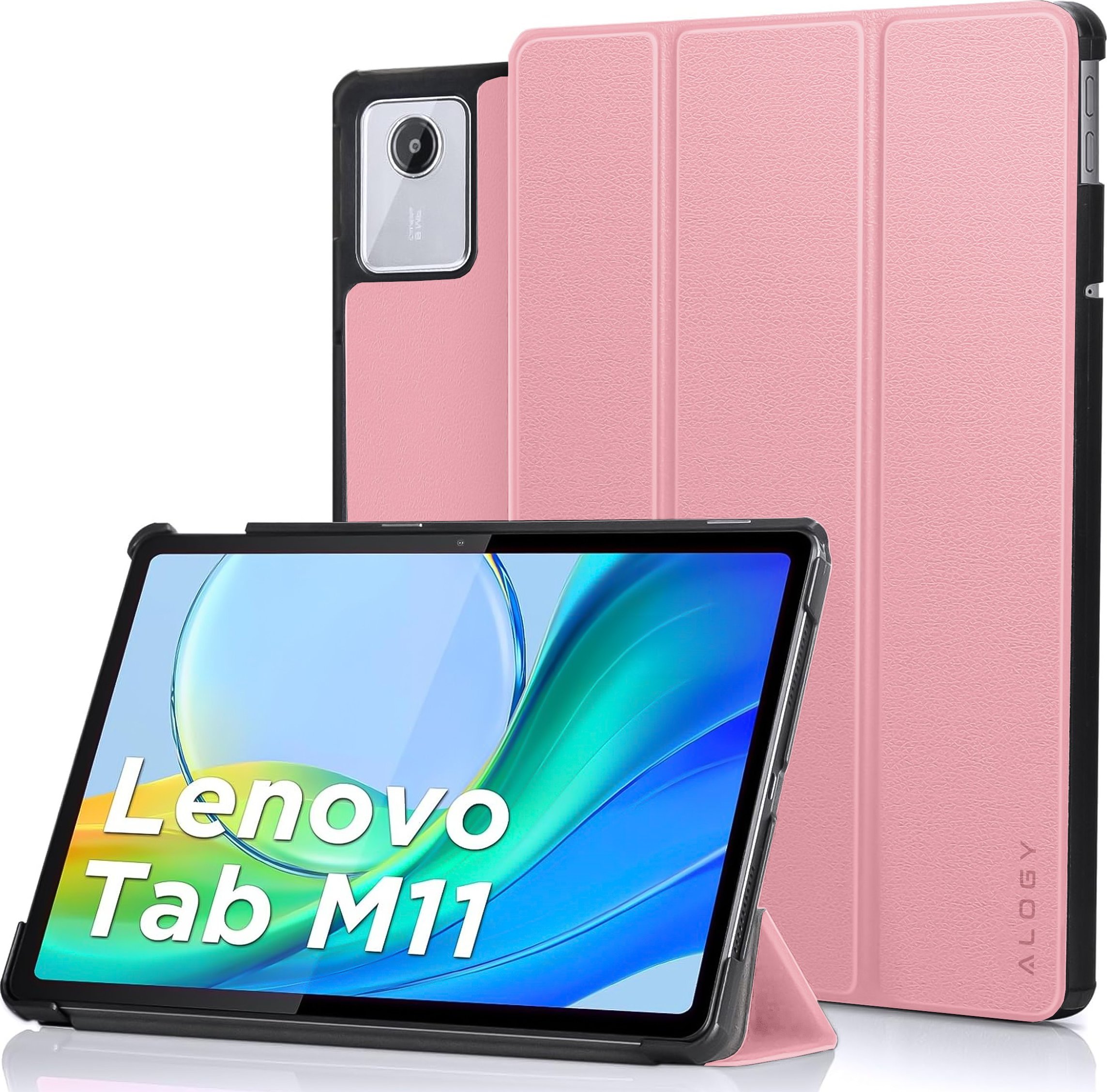 Etui na tablet Alogy Etui do Lenovo Tab M11 10.95" TB330FU / TB330XU / TB331FC Book Case Cover z klapką obudowa futerał pokrowiec Alogy Różowe