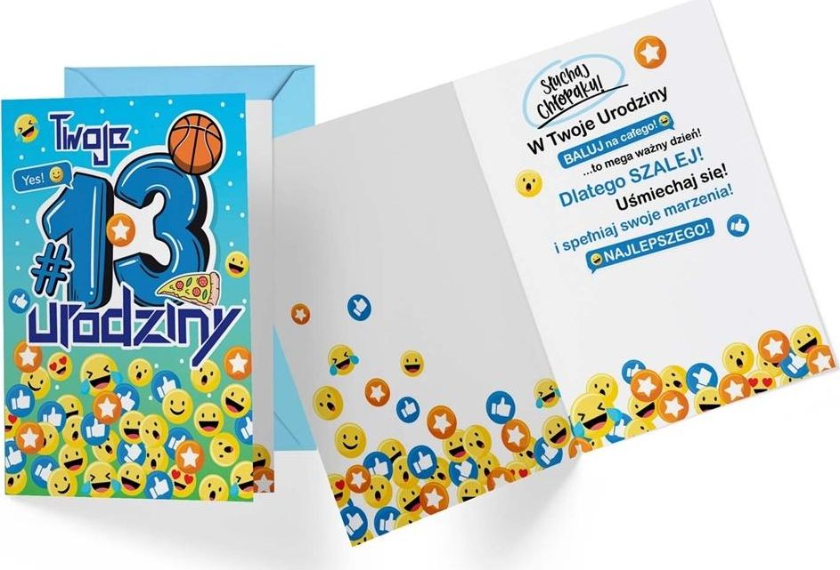 KUKARTKA Karnet PR-336 Urodziny 13 chłopiec