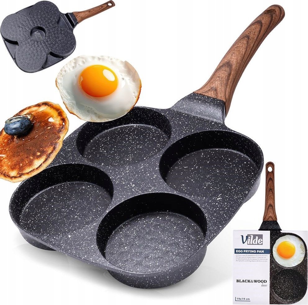 Patelnia Vilde Patelnia do Jajek Placków Pancakes Granitowa 4 Otwory Solidna 19x19cm
