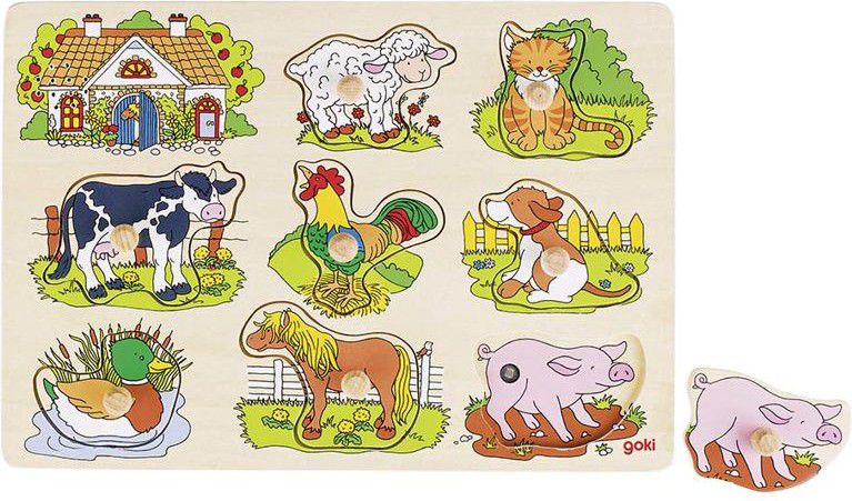 Goki Układanka z uchwytami- zwięrzęta wydające odgłosy (GOKI-57895)