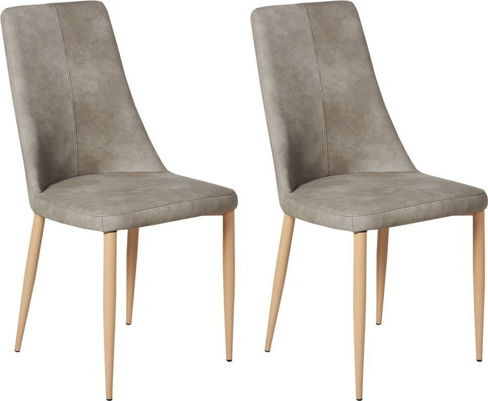 Beliani Zestaw 2 krzeseł do jadalni ekoskóra jasnoszary CLAYTON!