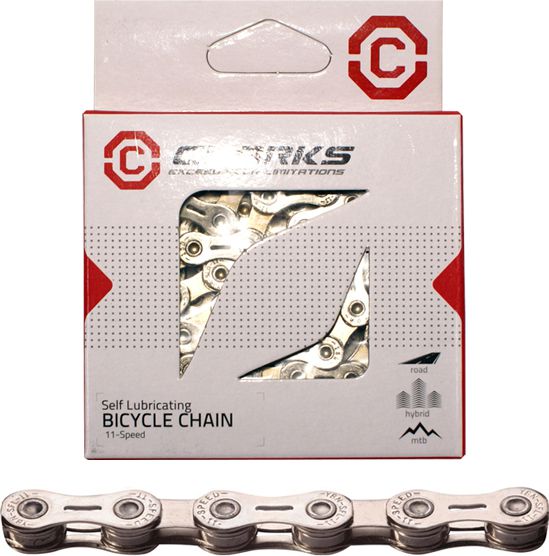 Clarks Łańcuch rowerowy YBN CSL-H11CR SHIMANO CAMPAGNOLO SRAM (11 Biegów, 1/2"x11/128", 116 ogniw, 5.6mm, spinka do łańcucha, Super Lekki, Chromowy) S