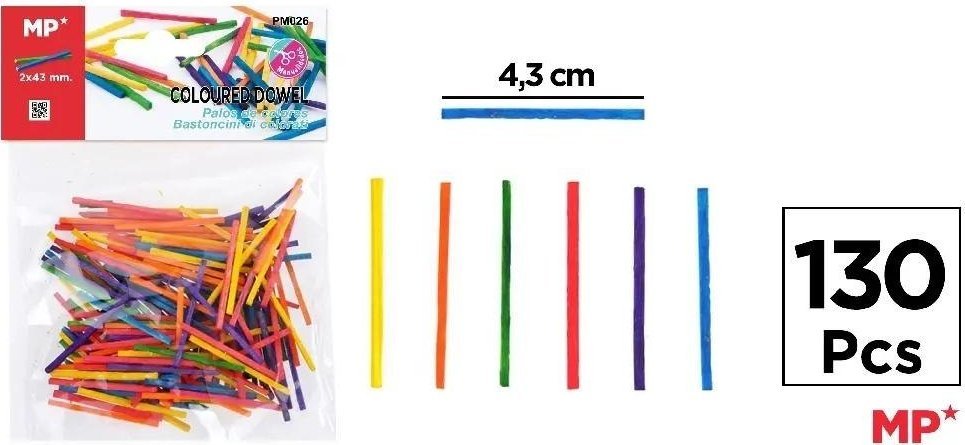 BREWIS Patyczki drewniane kolorowe 130szt