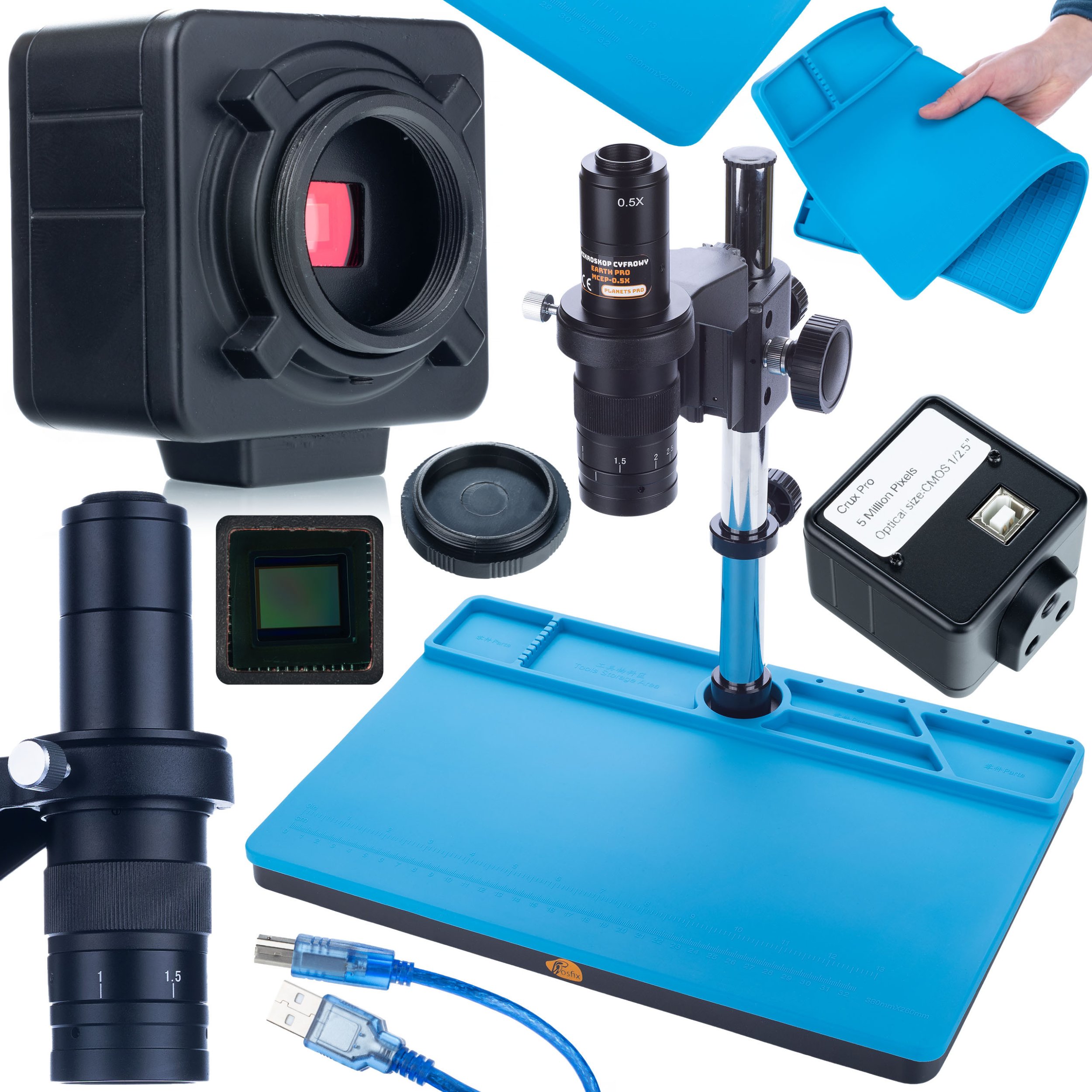 MIKROSKOP CYFROWY DO LUTOWANIA JUBILERSTWA KAMERA 5MP DUŻA SILIKONOWA MATA