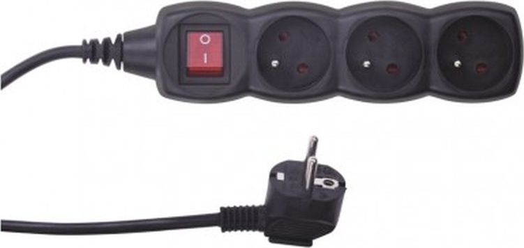 Emos Przedłużacz z wyłącznikiem 3-gniazda z/u 5m /H05VV-F 3G1/ czarny PC1315