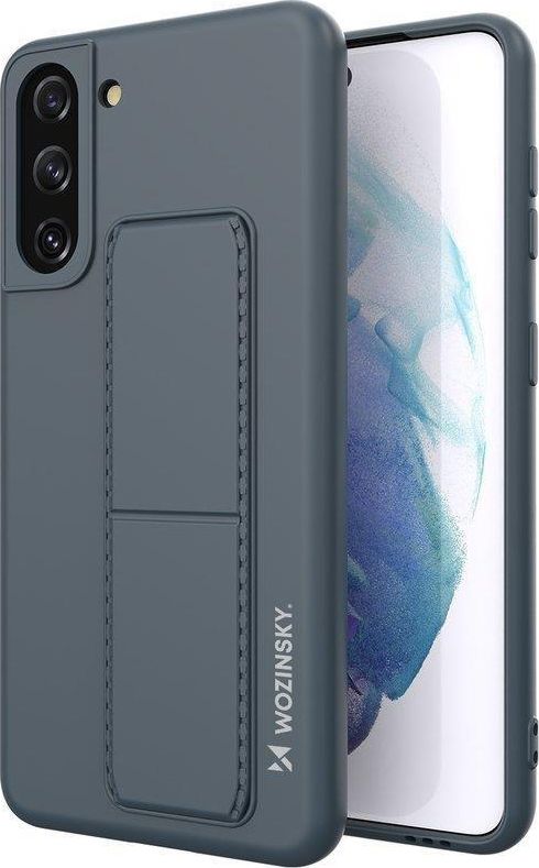 Wozinsky Kickstand Case elastyczne silikonowe etui z podstawką Samsung Galaxy S21+ 5G (S21 Plus 5G) granatowy