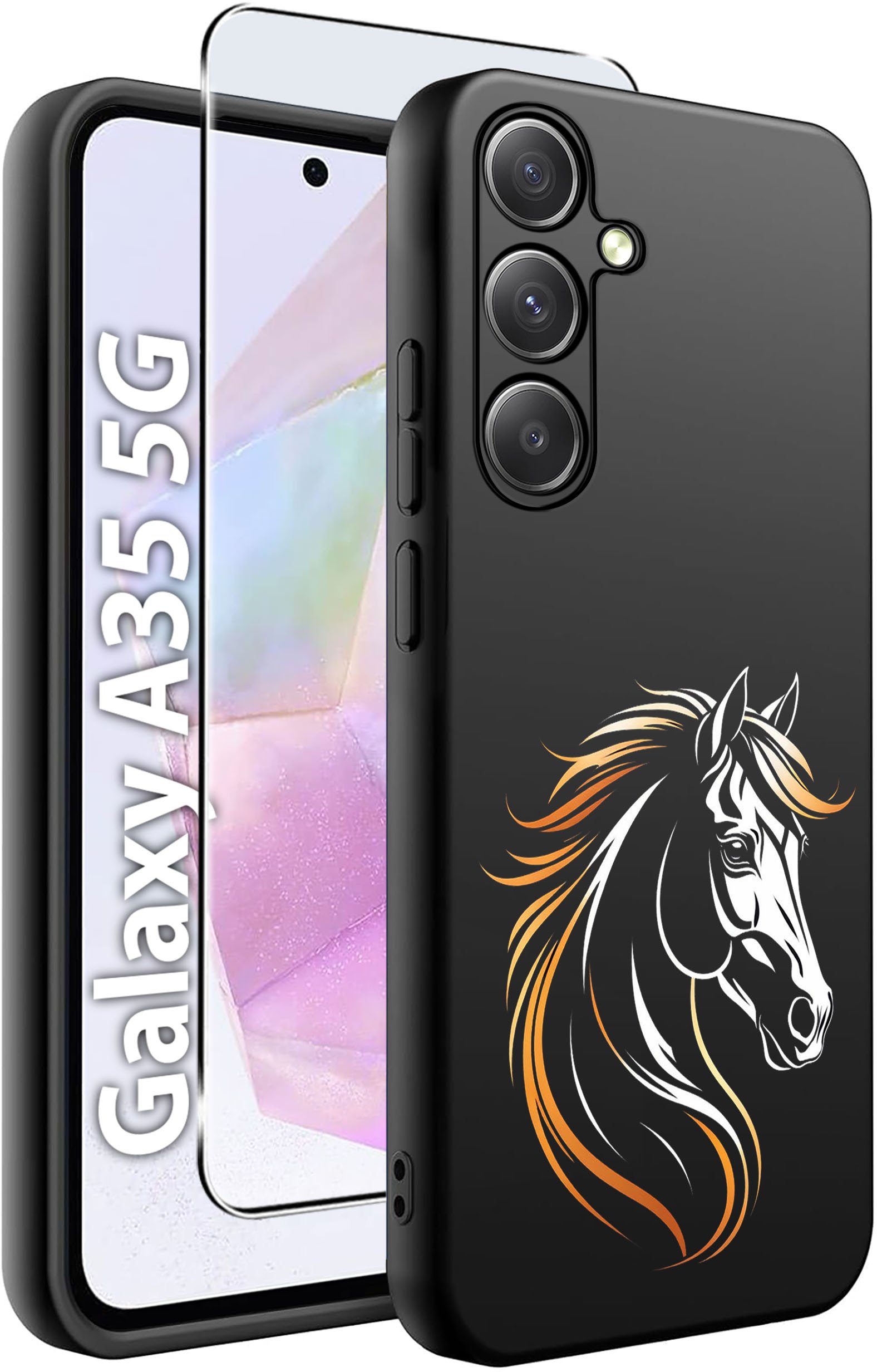 ETUI do Samsung A35 5G WZORY | SILIKONOWE MATT CASE + SZKŁO HARTOWANE 9H