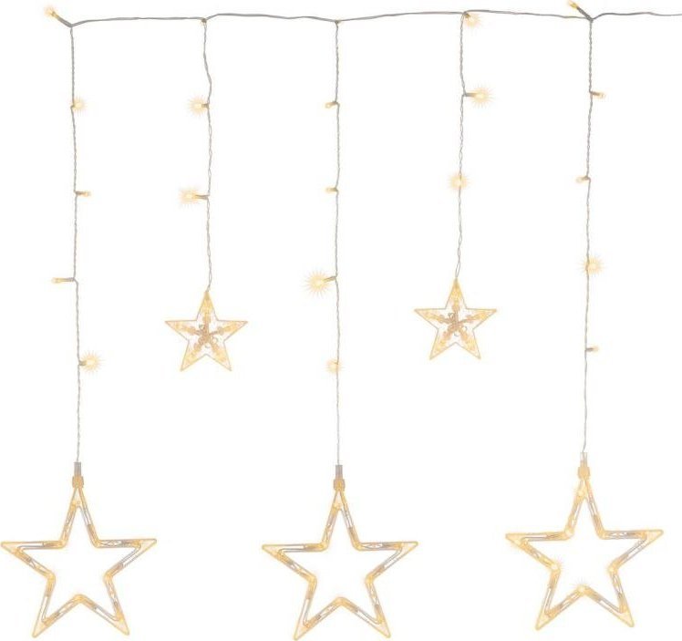 Lampki choinkowe Nexos Świąteczny LED łańcuch - gwiazdki, 0,6 m, 61 LED,ciepła biel