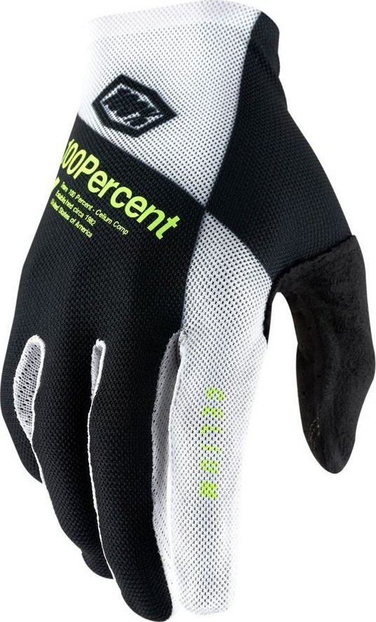100% Rękawiczki 100% CELIUM Glove black white fluo yellow roz. S (długość dłoni 181-187 mm) (DWZ)