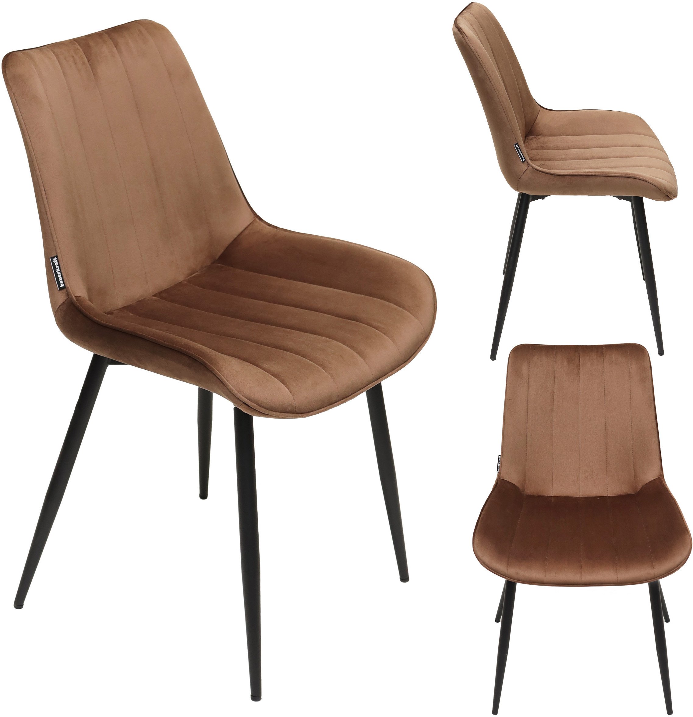 Krzesło tapicerowane welurowe do salonu jadalni velvet loft brązowe