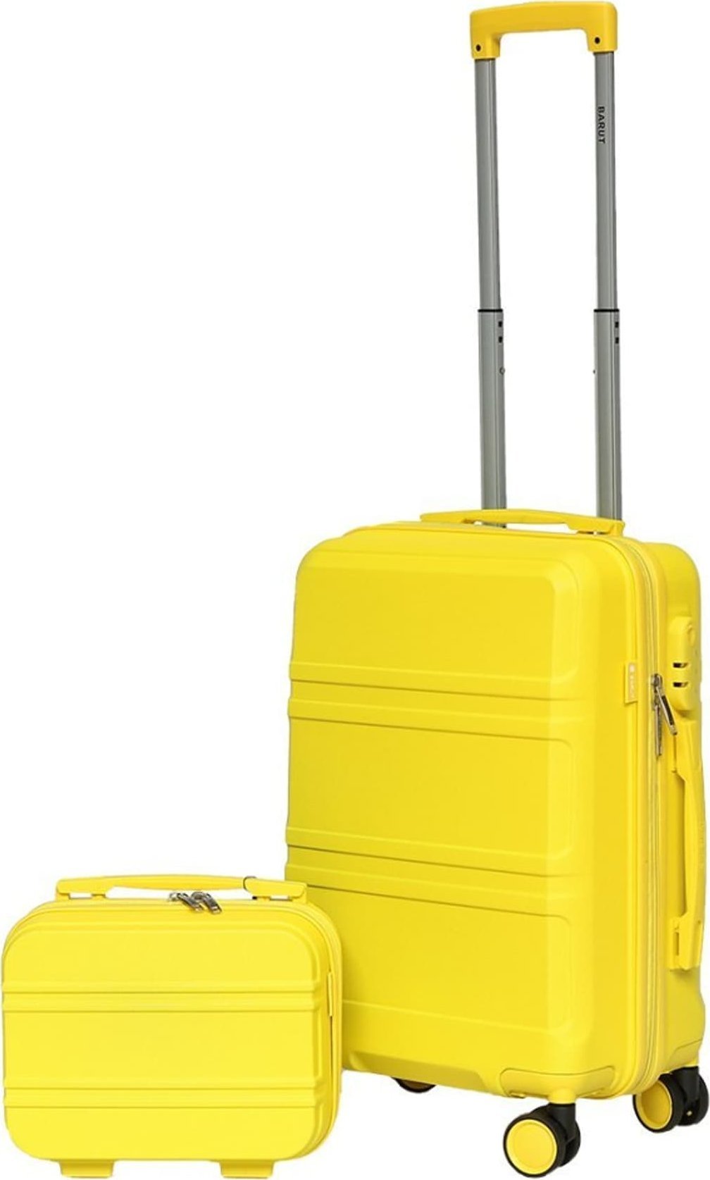 Adar Walizka Kabinowa + kuferek kosmetyczka zestaw Barut żółte z ABS