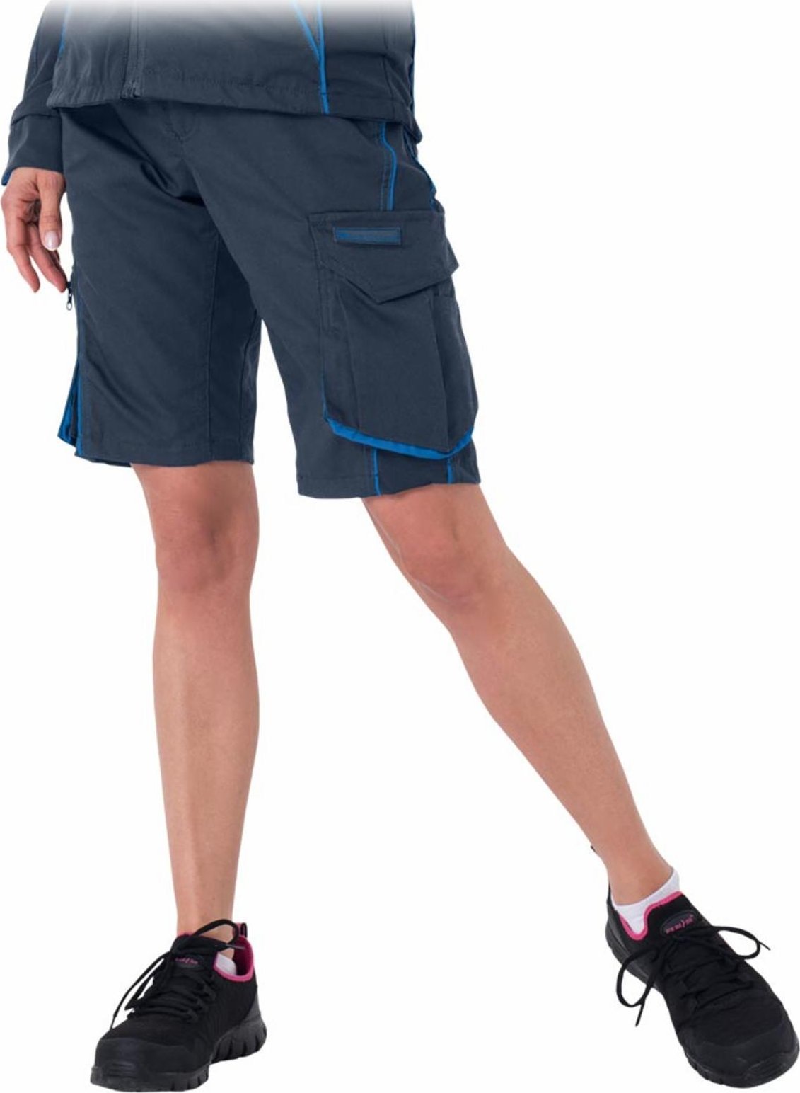 R.E.I.S. LH-FWN-TS - Spodnie ochronne do pasa FORWOMEN z krótkimi nogawkami, wykonane z materiału typu canvas - granatowo-niebieski XL