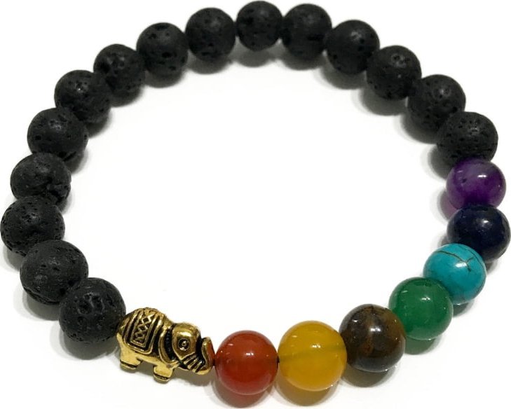 Lovrin Bransoletka z kamieniami wulkanicznymi - Słoń Chakra