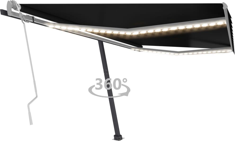 vidaXL Ręcznie zwijana markiza z LED, 400 x 300 cm, antracytowa