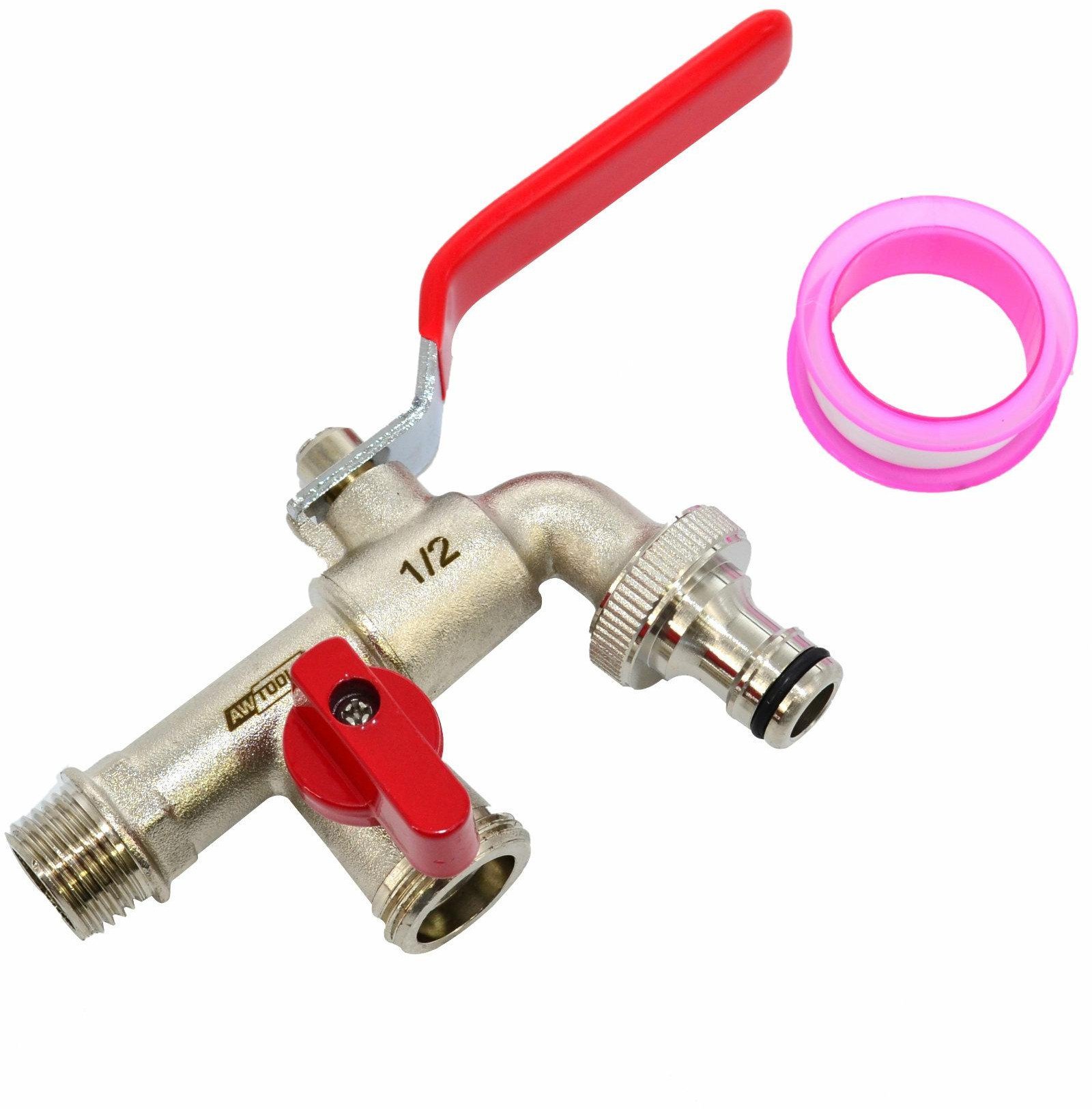 AWTOOLS KRAN OGRODOWY MOSIĄDZ NIKLOWANY PODWÓJNY 1/2" GWINT ZEWNĘTRZNY 2x3/4"