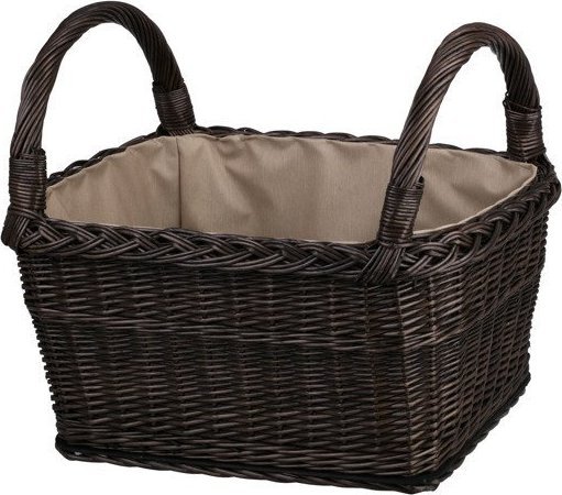 WickerPL DUŻY KOSZ NA ZABAWKI Z WIKLINY POJEMNY KOSZ WIKLINOWY NA DREWNO Z OBSZYCIEM 62X46 H 31/52 CM