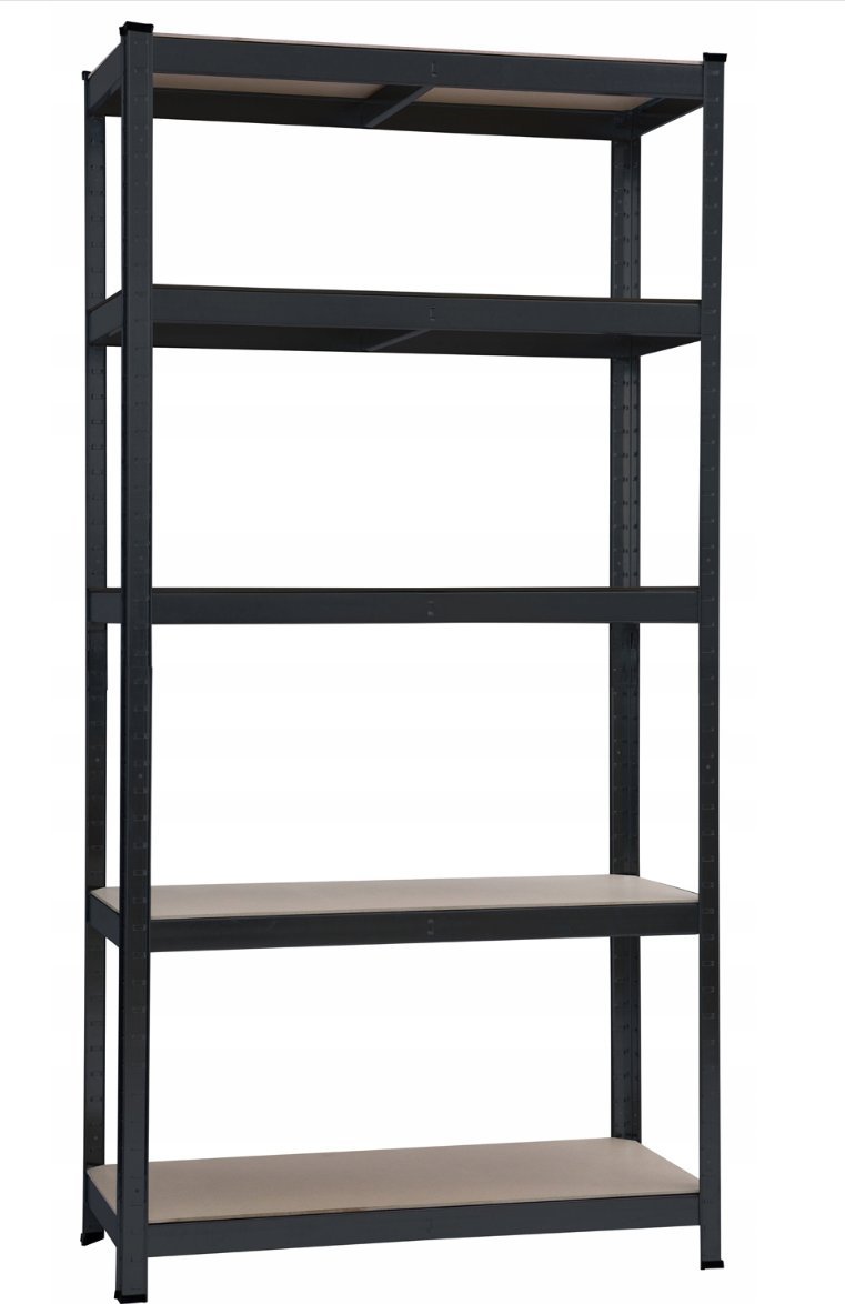 kontrast Regał magazynowy metalowy 150x75x30 5 półek x 150kg czarny