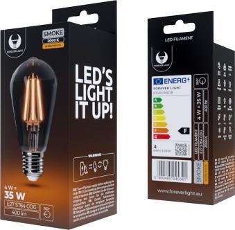 Forever TelForceOne Żarówka LED Filament E27 ST64 4W 230V 2000K 400lm COG dymiona Forever Light