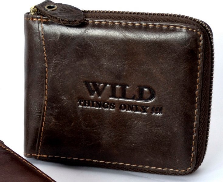Wild WILD skórzany porfel na suwak 702 702