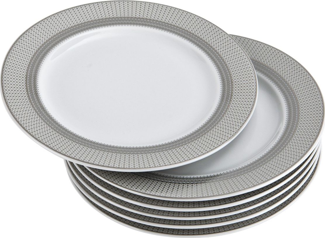 Ćmielów Komplet 6 talerzy deserowych 17cm Amaro Silver