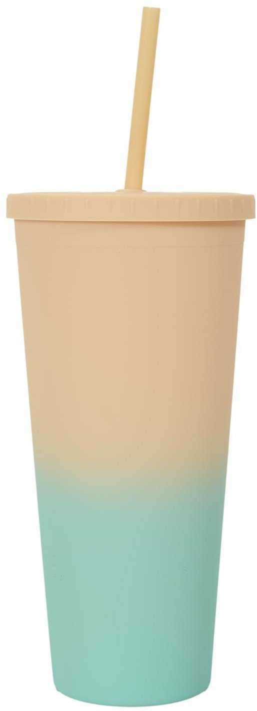 INTESI KUBEK ZE SŁOMKĄ PP ŻÓŁTO-TURKUSOWY