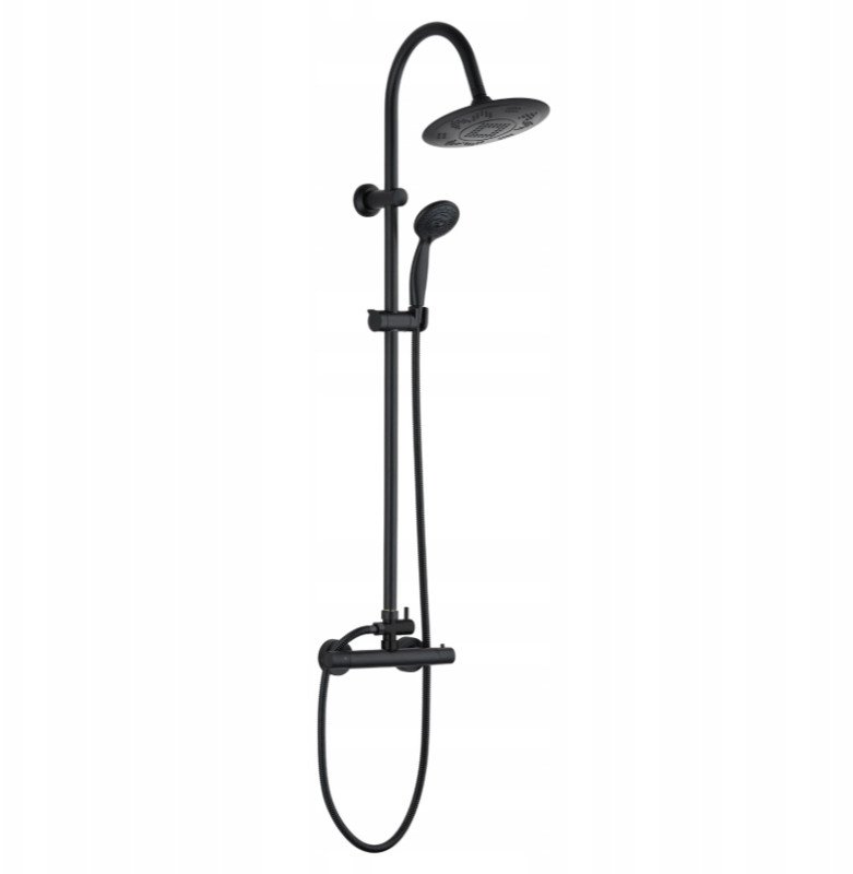 Invena zestaw prysznicowy z deszczownicą i baterią termostatyczną Gracja Slim, czarny AU-15-D04-C