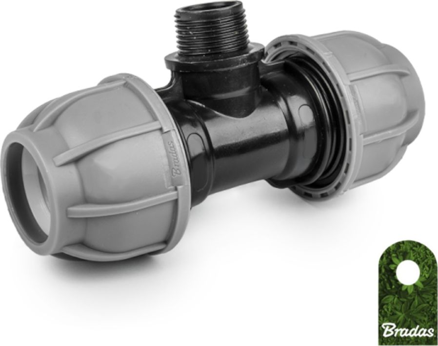 Bradas Trójnik PE do rur węża skręcany 25mm gwint zewnętrzny 1/2" PN10 BRADAS 7094