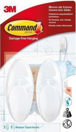 3M 3M Command Haki Na Ręczniki 2 Średnie Białe BATH-18-CEE..