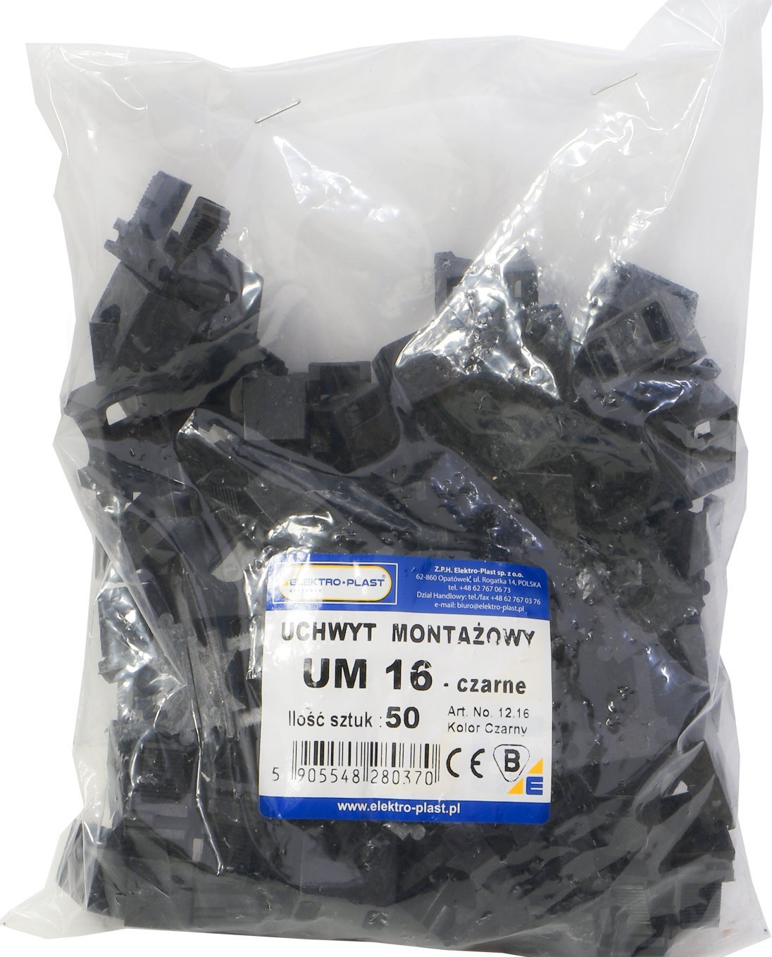 Baks Uchwyt montaż do przewodów UM 16 czarny 12.16 50sz