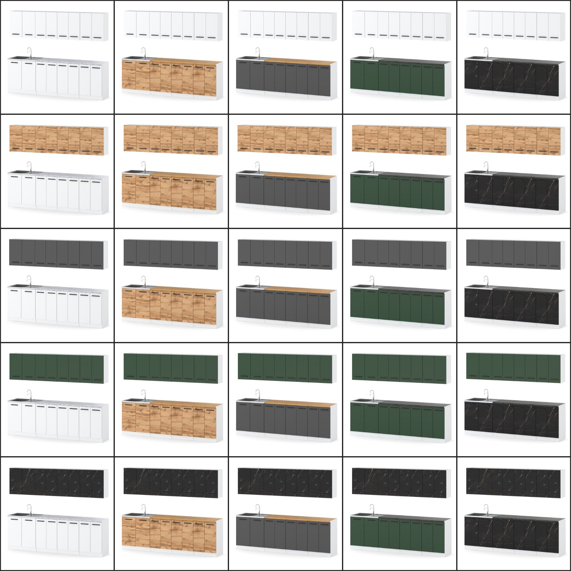 Meble Kuchenne Nowoczesne Modułowe Vero 2.6m Butelkowa Zieleń Biały Mat