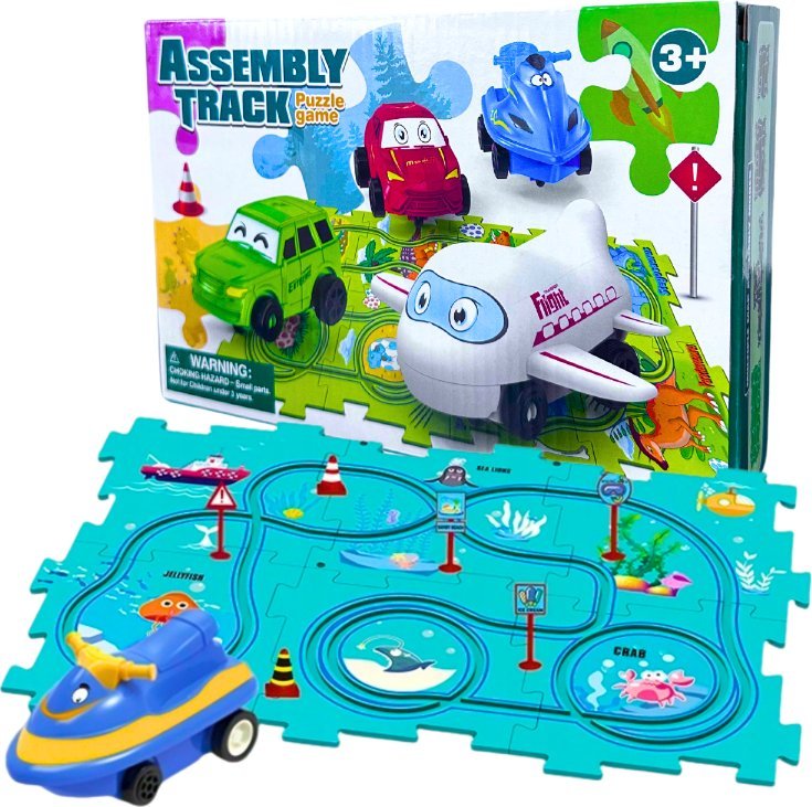 Puzzle Dla Dzieci Interaktywne Tor Kolejowy Z Puzzli Tory Logiczne Motorówka 15szt.