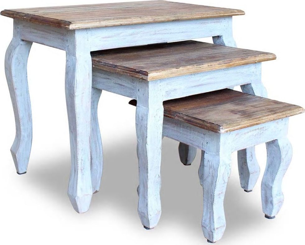 vidaXL Zestaw 3 stolików bocznych, lite drewno z odzysku
