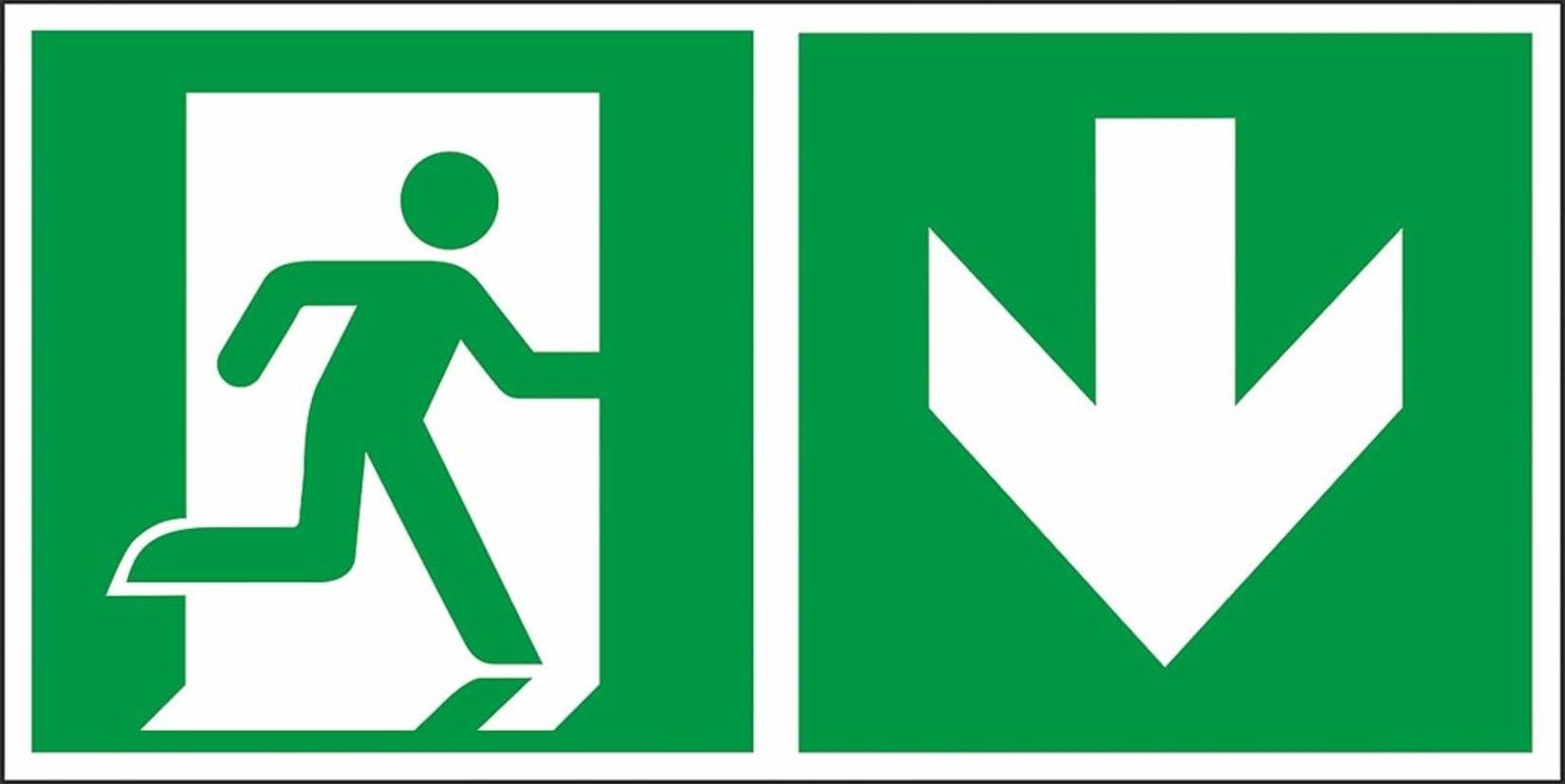 R.E.I.S. Z-E002-4 - Znak ewakuacyjny Kierunek do wyjścia w dół (za drzwiami) w prawo