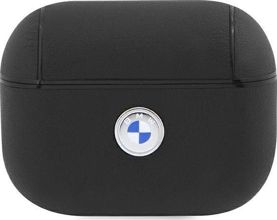 BMW Etui BMW BMAP2SSLBK Apple AirPods Pro 2 czarny/black Geniune Leather Silver Logo