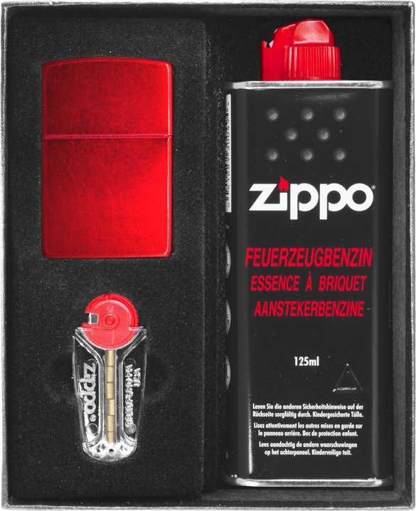 Zestaw ZIPPO Zapalniczka CANDY APPLE RED MT LTR Prezentowy No1