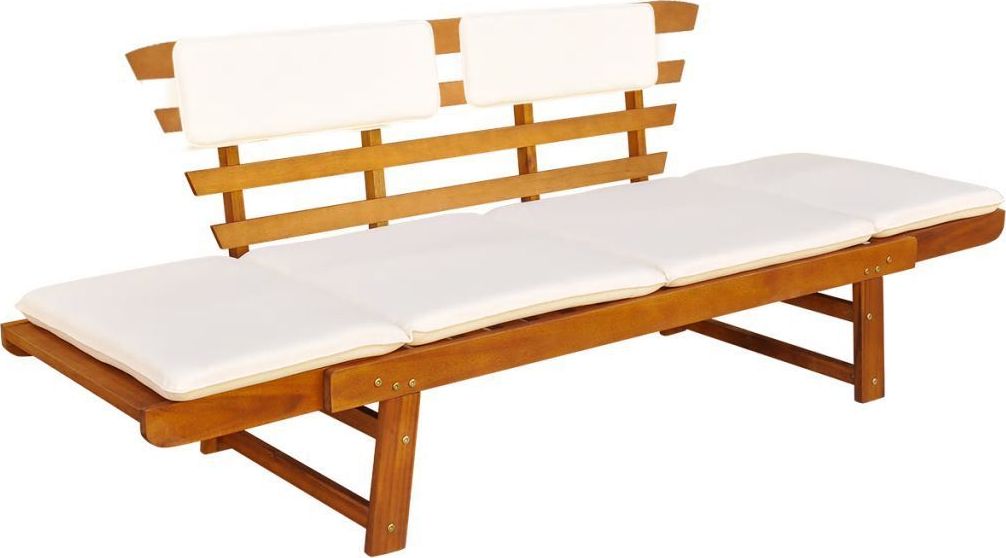 vidaXL Ławka ogrodowa z poduszkami, 2w1, 190 cm, lite drewno akacjowe (42647)