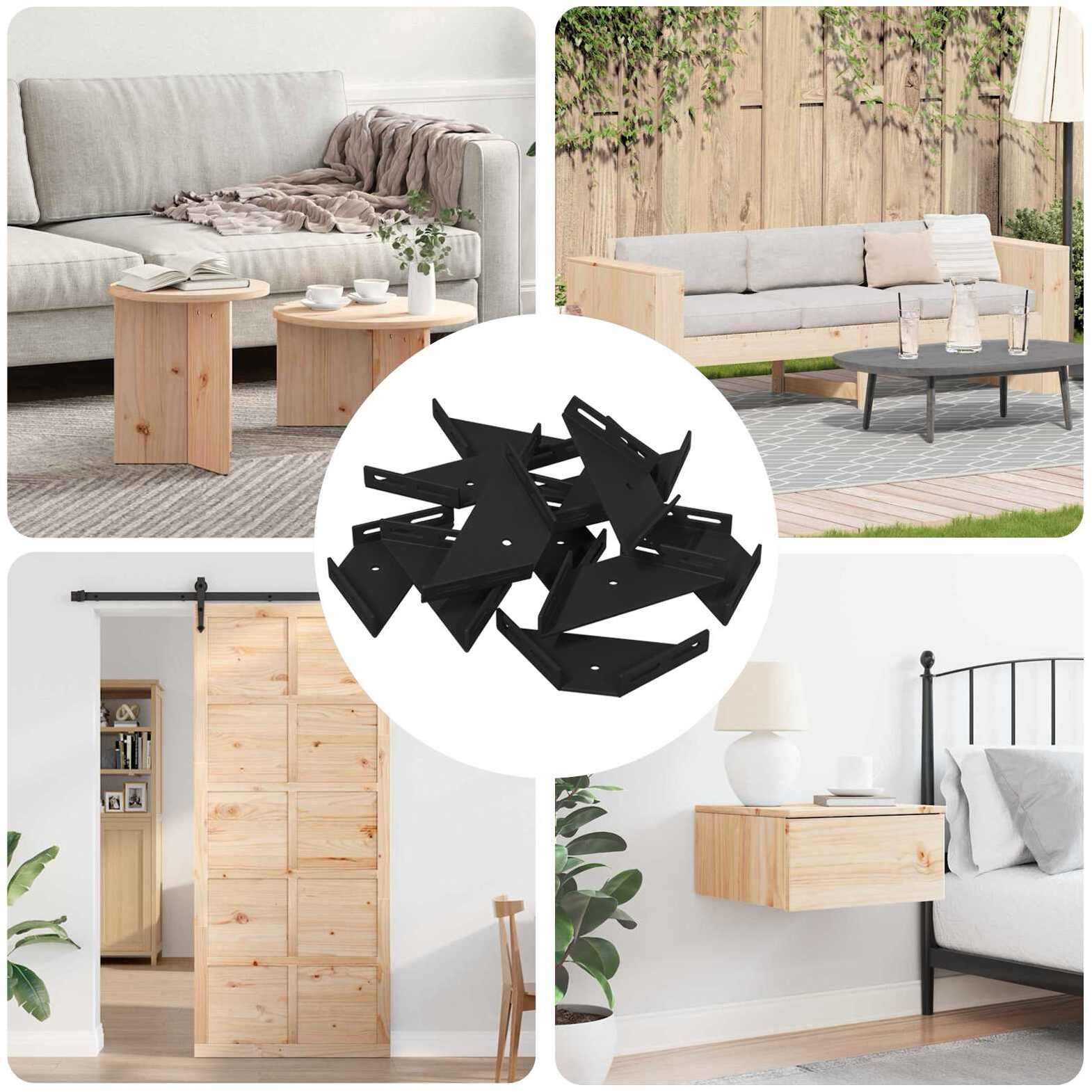 vidaXL Uchwyt narożny 12 pcs Czarny 138,5 x 50,5 x 16 mm Żelazo