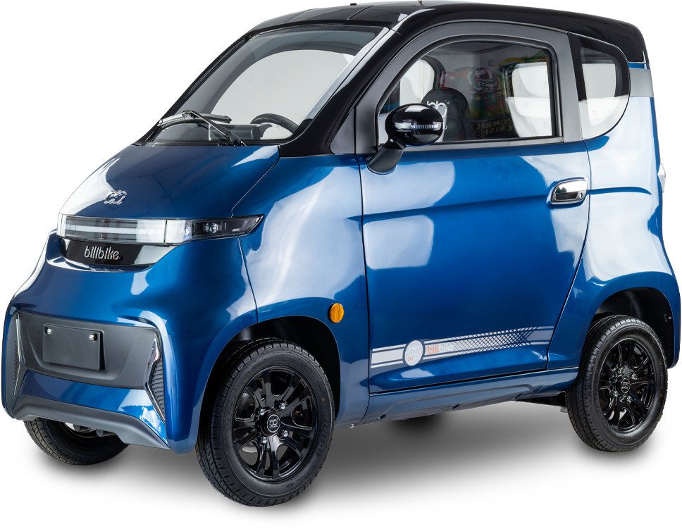 Czterokołowiec lekki, skuter elektryczny zabudowany z dachem MICRO CAR BILI BIKE SIGMA 4 LIT LiFePO4 niebieski ciemne wnętrze