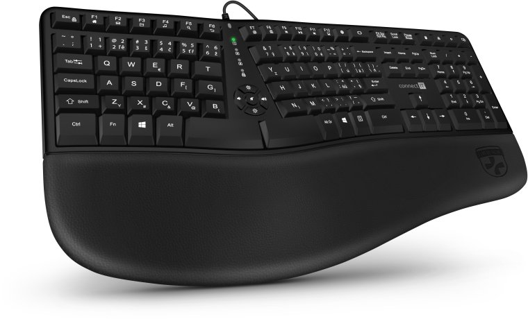 Klawiatura Connect IT CONNECT IT Klávesnice FOR HEALTH ERGO drátová ergonomická klávesnice, CZ + SK, černá