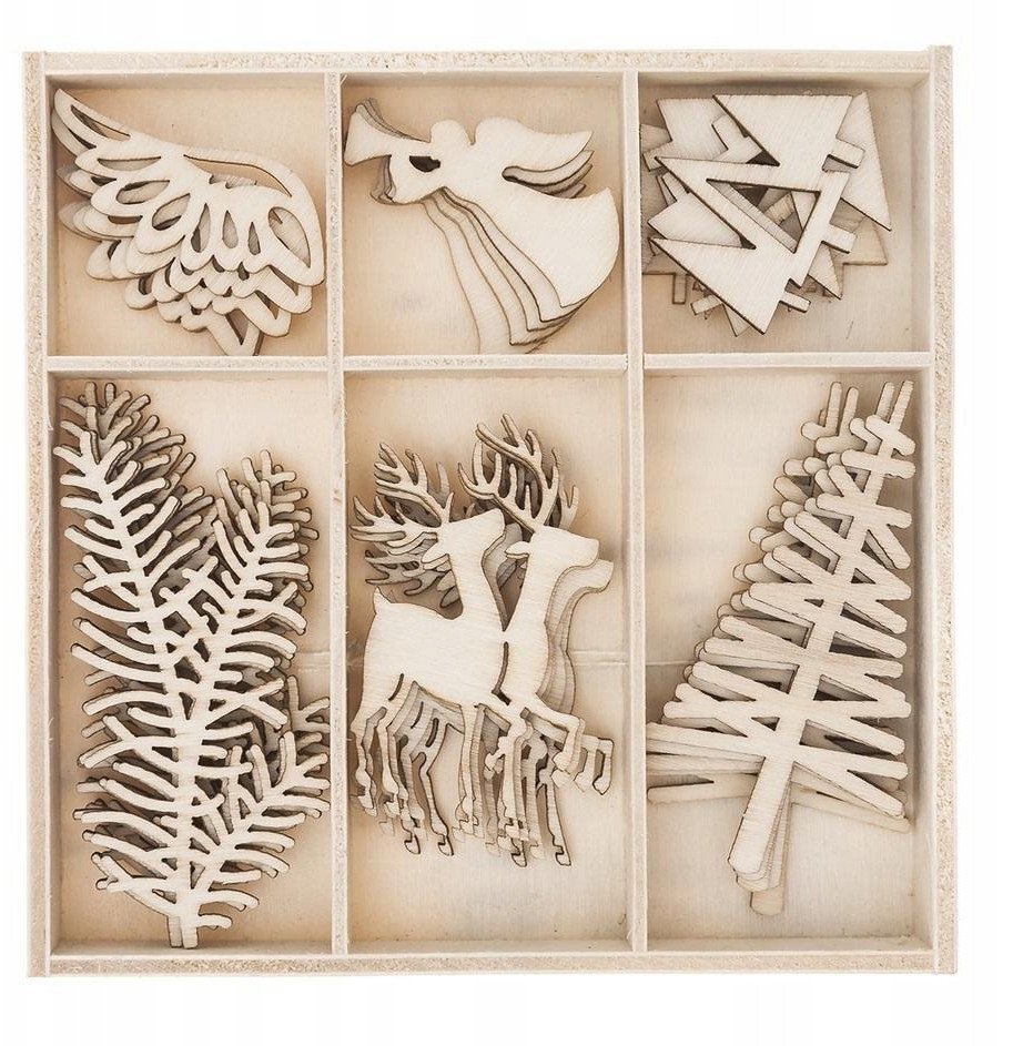 Kształty z drewna - święta 4 30szt