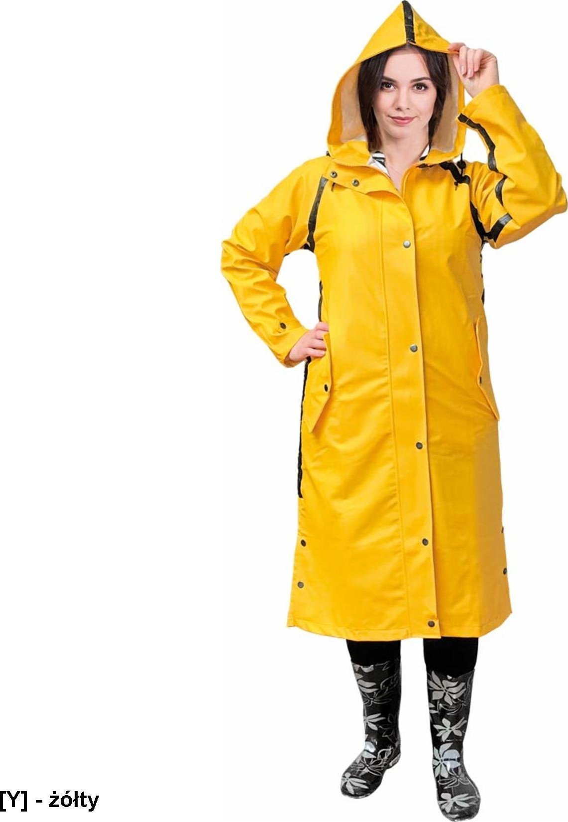 R.E.I.S. PPDPU-LADY - Płaszcz przeciwdeszczowy damski z kapturem, 65% PU/PCV, 35% podszewka 100% poliester typu tafta 210T S